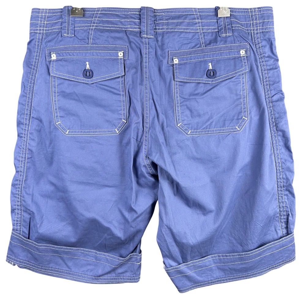 Aventura Blue Organic Cotton Utility Bermuda Cargo Shorts Contrast Stitch 14